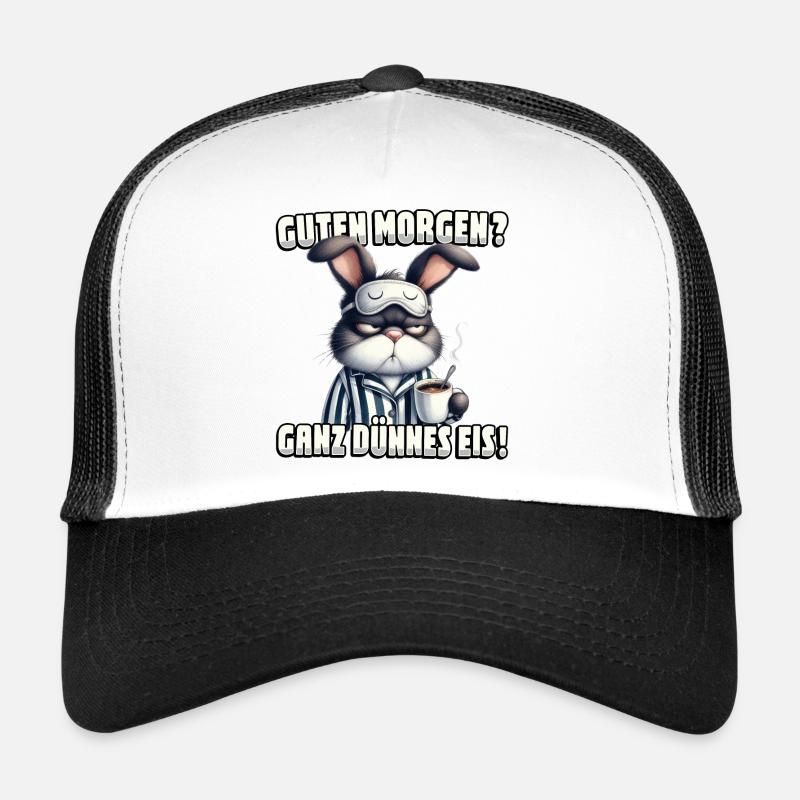 Guten Morgen? Ganz dünnes Eis Hase mit Kaffee - Trucker Cap - Weiß/Schwarz