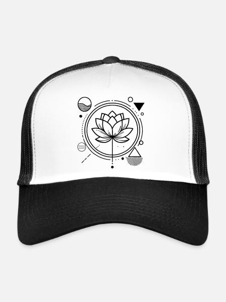 Lotus Zen – Calme, Force et Énergie - Casquette trucker  - blanc/noir - Devant