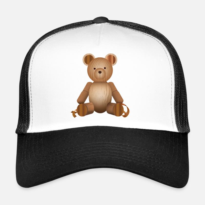 Wood Look – Cute Bear Figurine Trucker Cap