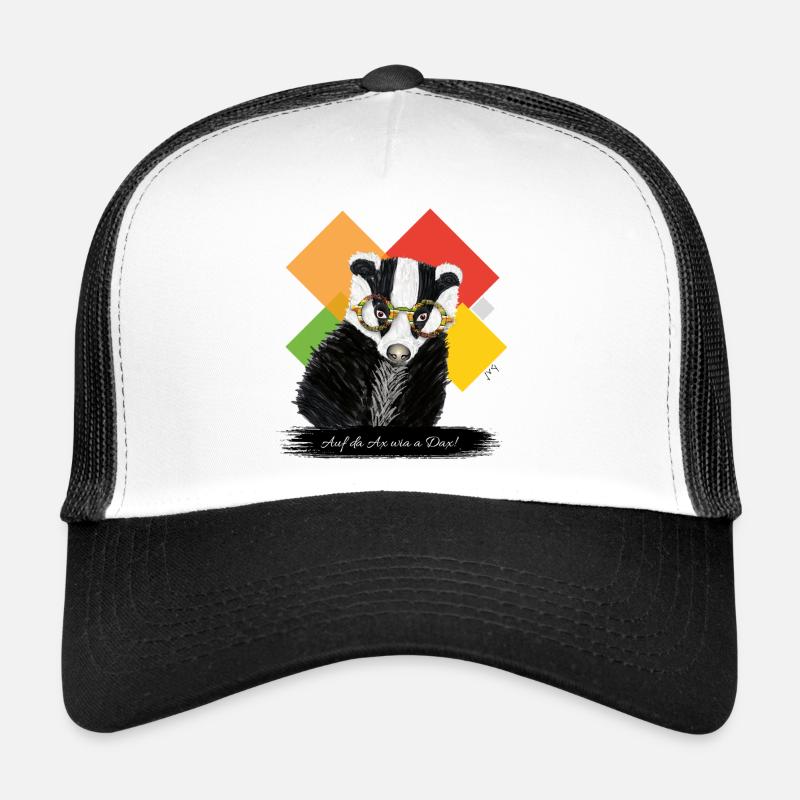 JvG Dachs "Auf da Ax wia a Dax" - Trucker Cap - Weiß/Schwarz