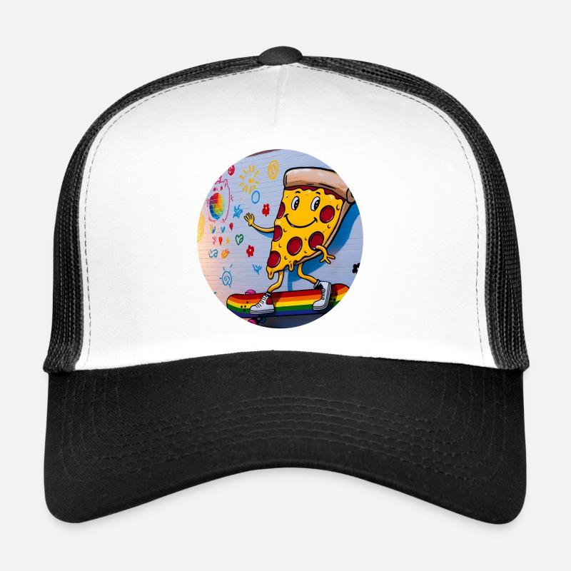 Pizza Slice Skateboard Graffiti Trucker Cap