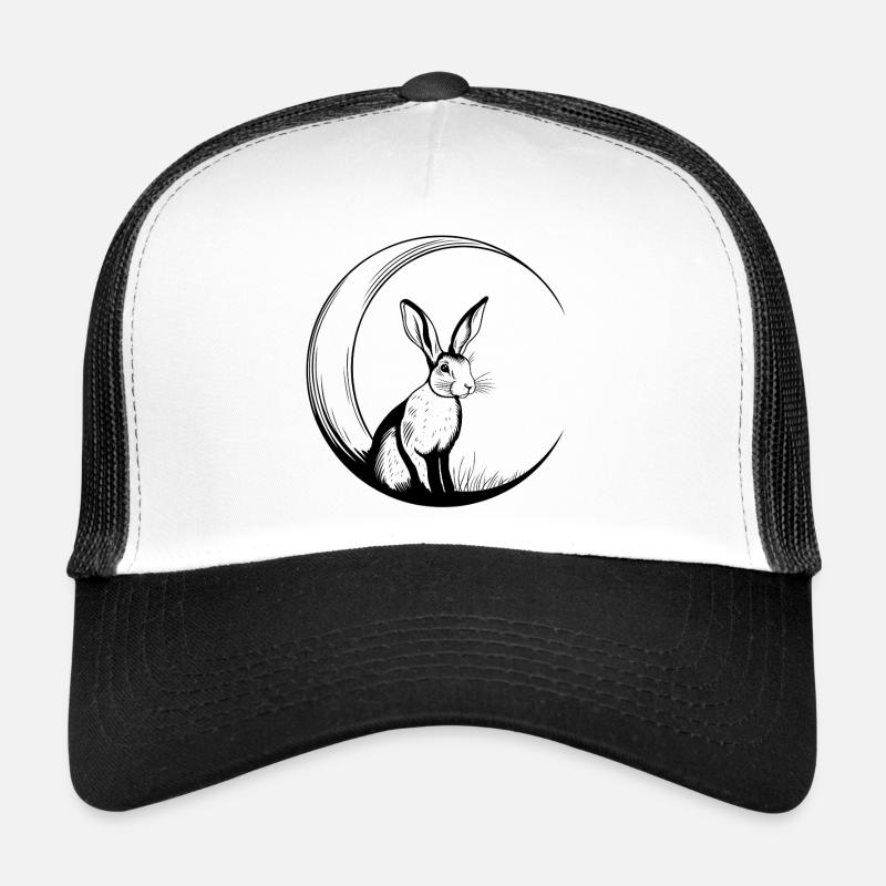 Rabbit on crescent moon – enchanting moon motif Trucker Cap
