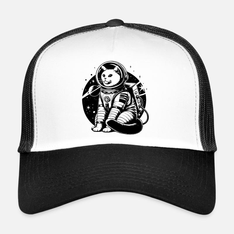 Astronaut Cat - Trucker Cap - white/black