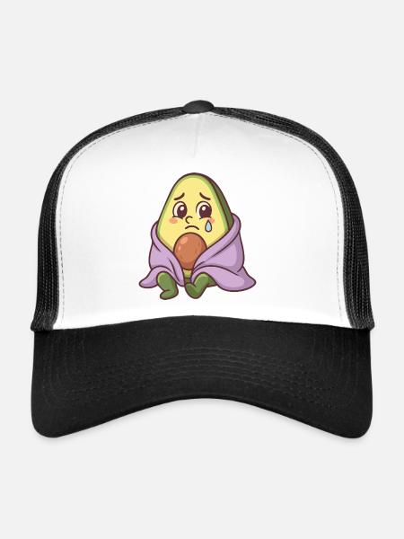 Avocat triste - Casquette trucker  - blanc/noir - Devant