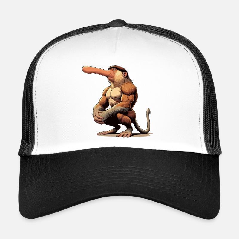 Nasenaffe zäh - Trucker Cap - Weiß/Schwarz