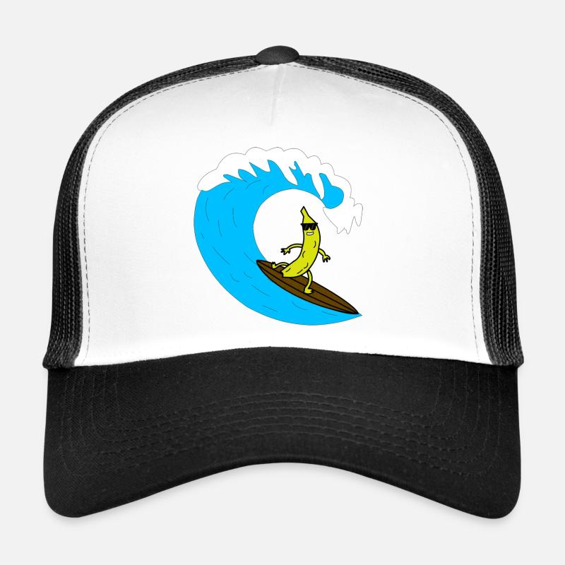 Bananen-Surfer auf Welle - Trucker Cap - Weiß/Schwarz