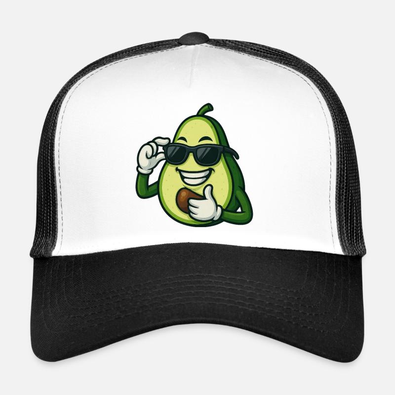 Avocat cool avec lunettes de soleil Dessin animé décontracté Casquette trucker 
