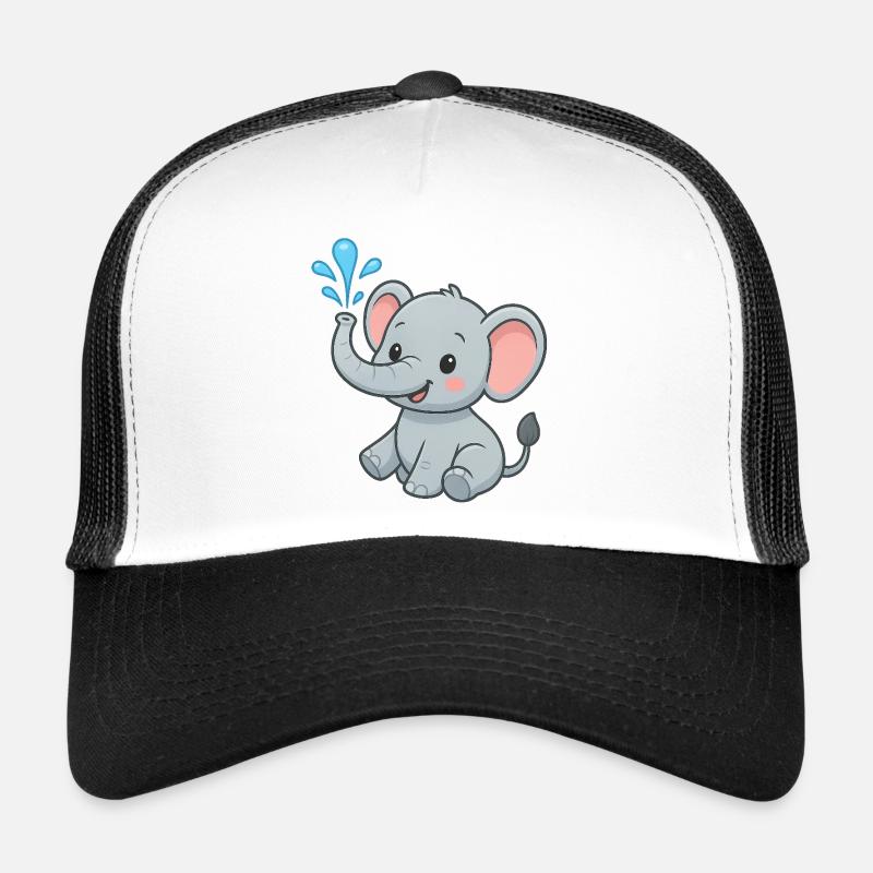 Niedlicher Elefantenfreund mit WasserSpritz - Trucker Cap - Weiß/Schwarz