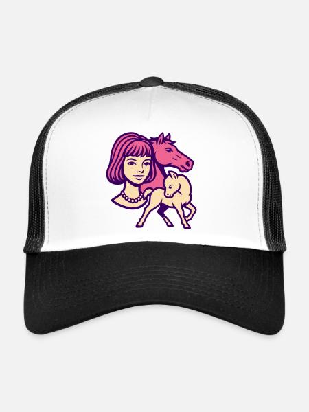Horse Girl Pop Art Pink - Trucker Cap - white/black - Front