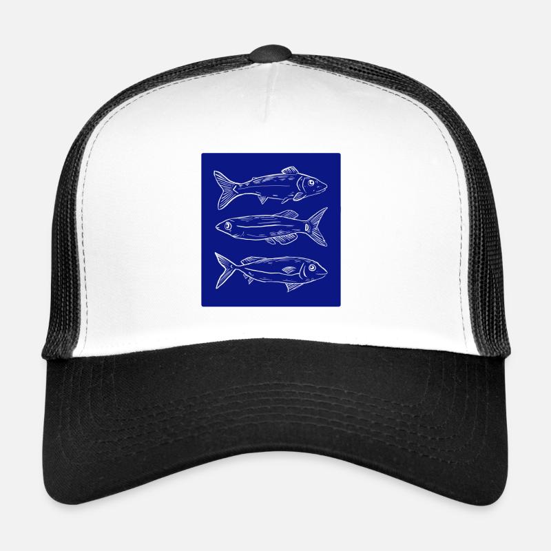 Dark blue fish pattern illustration Trucker Cap