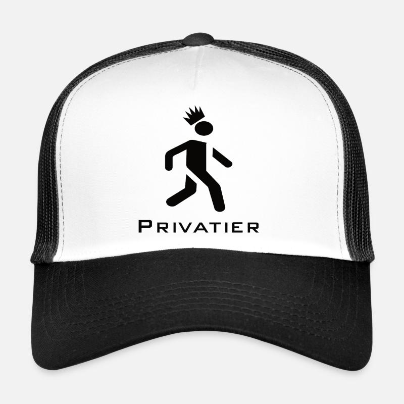 Privatier - Runner with Crown Design Black Trucker Cap