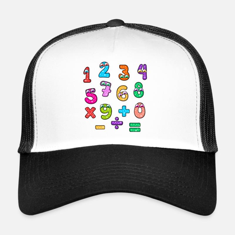 Number Day Colorful Number Faces Baby Pattern - Trucker Cap - white/black