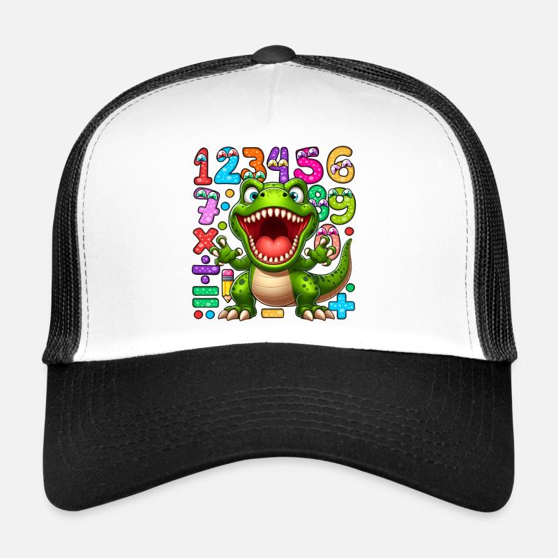 Number Playful Dinosaur and Number Pattern Design - Trucker Cap - white/black