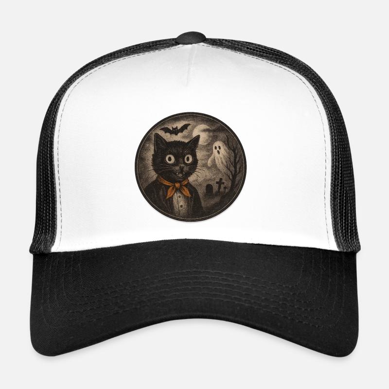 Chats effrayants avec lune fantôme Casquette trucker 