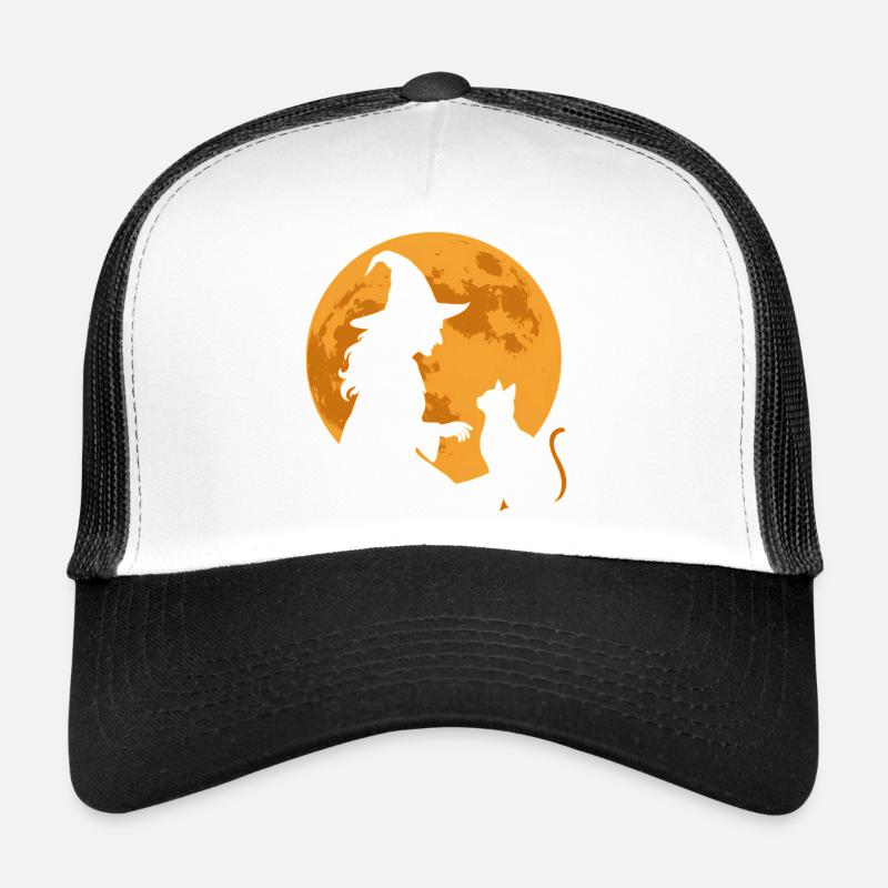 Sorcière et chat au clair de lune Casquette trucker 