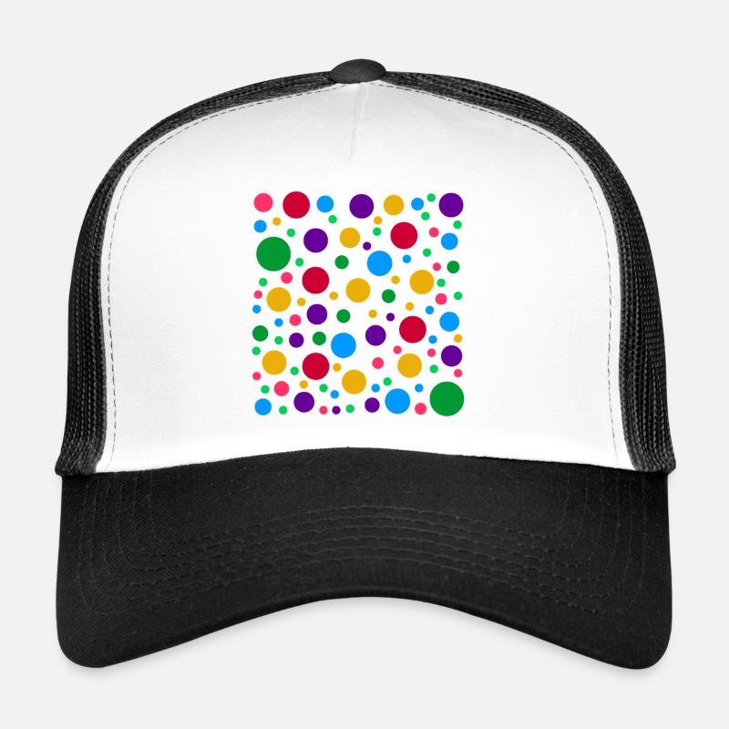 Buntes Polka Dot Muster – hell fleckig gepunktet - Trucker Cap - Weiß/Schwarz
