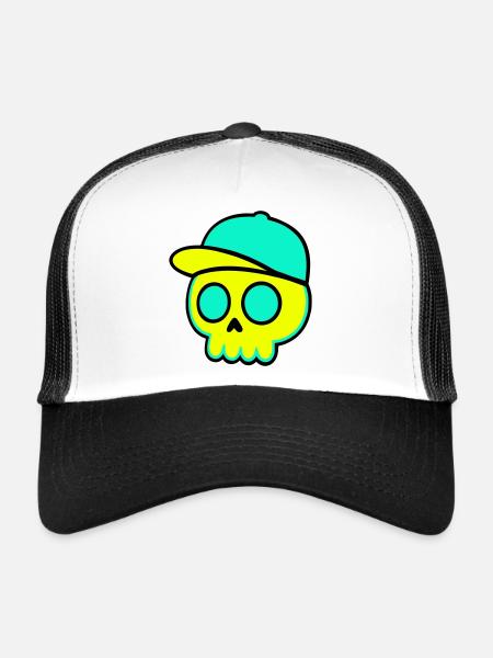 Casquette fluo Streetwear - Casquette trucker  - blanc/noir - Devant