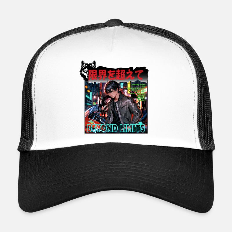 Tokyo Cyber Rider « Beyond Limit"Style Anime - Casquette trucker  - blanc/noir