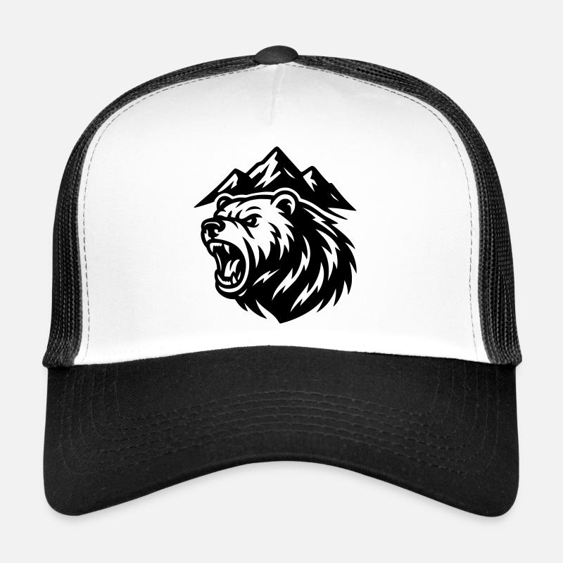 Ours de montagne - Casquette trucker  - blanc/noir