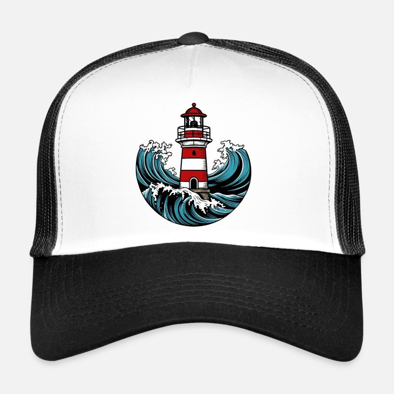 Lighthouse in the storm - Trucker Cap - white/black