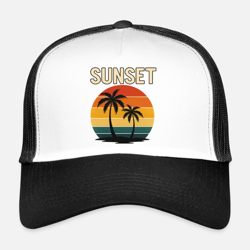 Sunset Palm Retro Glow Trucker Cap
