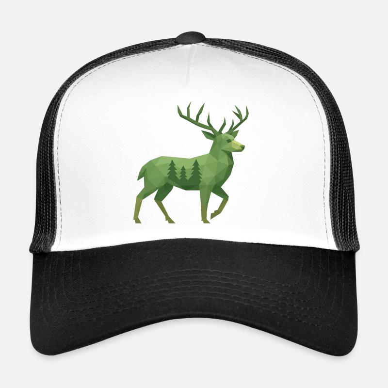 Geometrischer Hirsch - Trucker Cap - Weiß/Schwarz