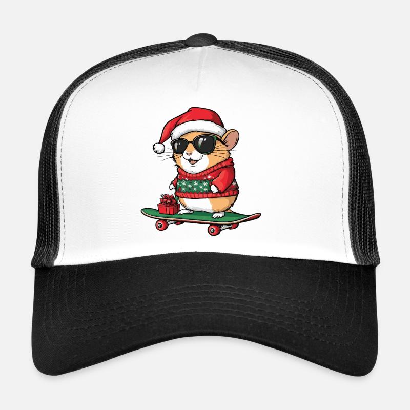 Hamster Weihnachten Lustig - Trucker Cap - Weiß/Schwarz