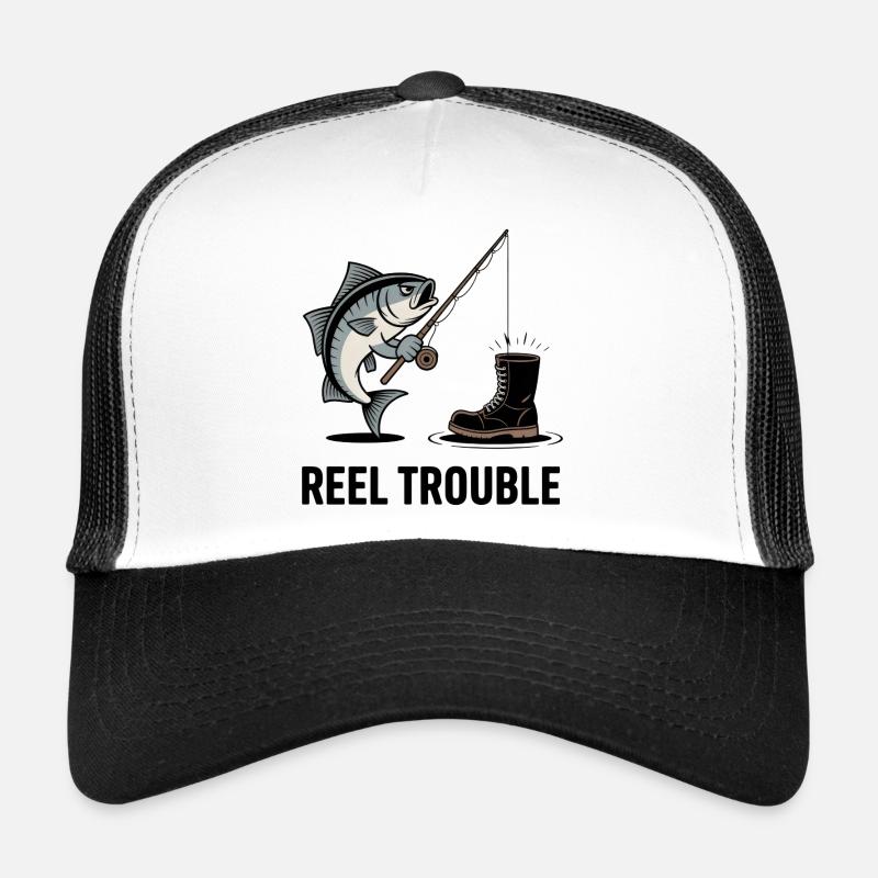 Reel Trouble – Fishy Fail Vibes - Trucker Cap - Weiß/Schwarz