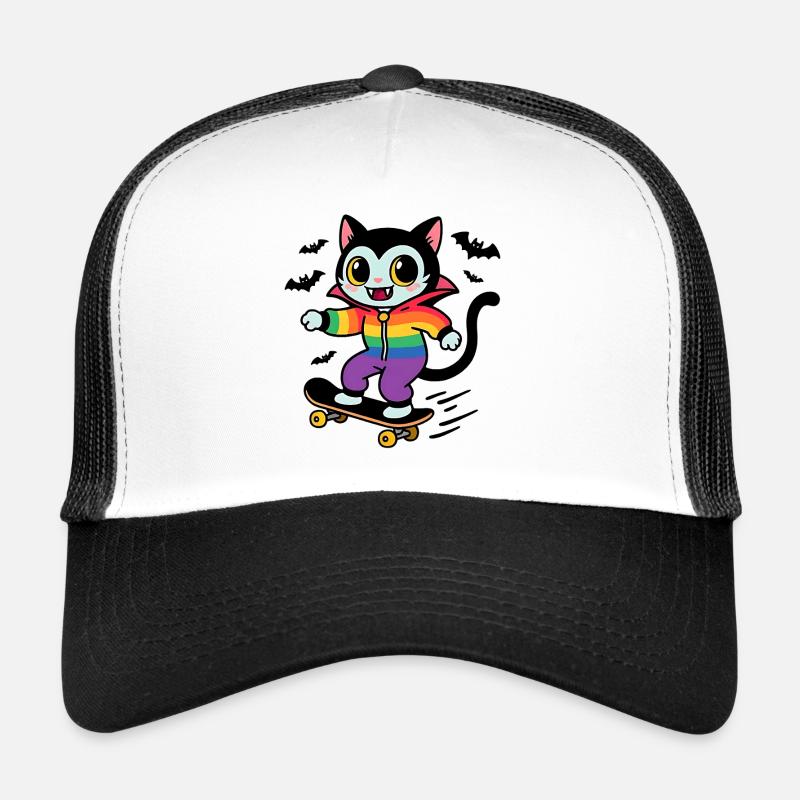Chat vampire arc-en-ciel skateboard Casquette trucker 