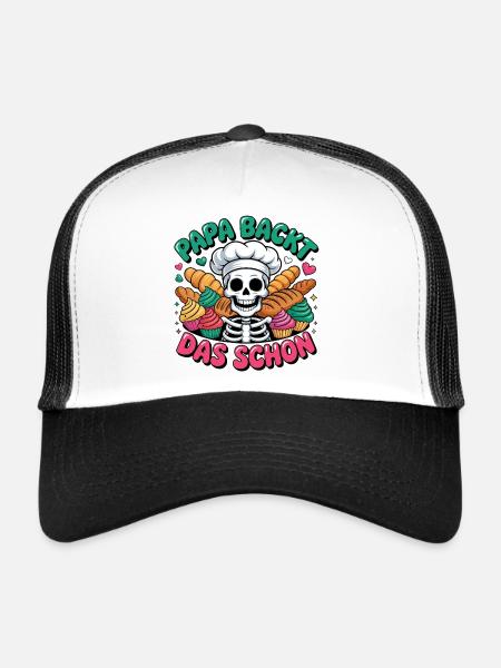 Dad Bakes The Beautiful Skeleton Cupcakes - Trucker Cap - white/black - Front