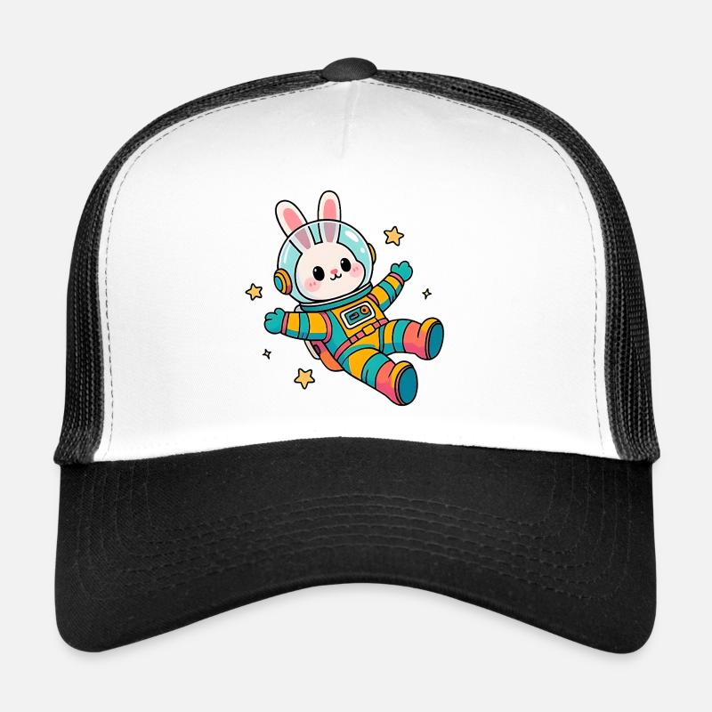 Lapin astronaute coloré - Casquette trucker  - blanc/noir