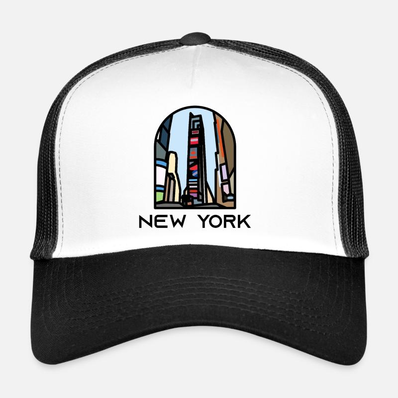 New York - Times Square - Trucker Cap - Weiß/Schwarz