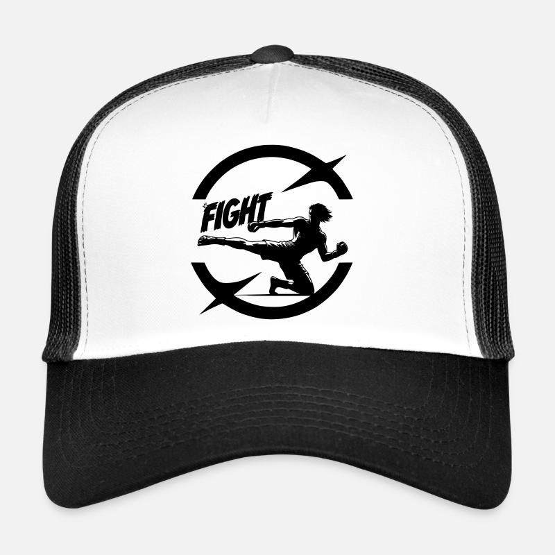 Emblème de kickboxeur cool avec texte de combat Casquette trucker 