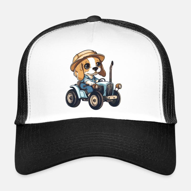 Beagle Hunde Traktor Farmer - Trucker Cap - Weiß/Schwarz