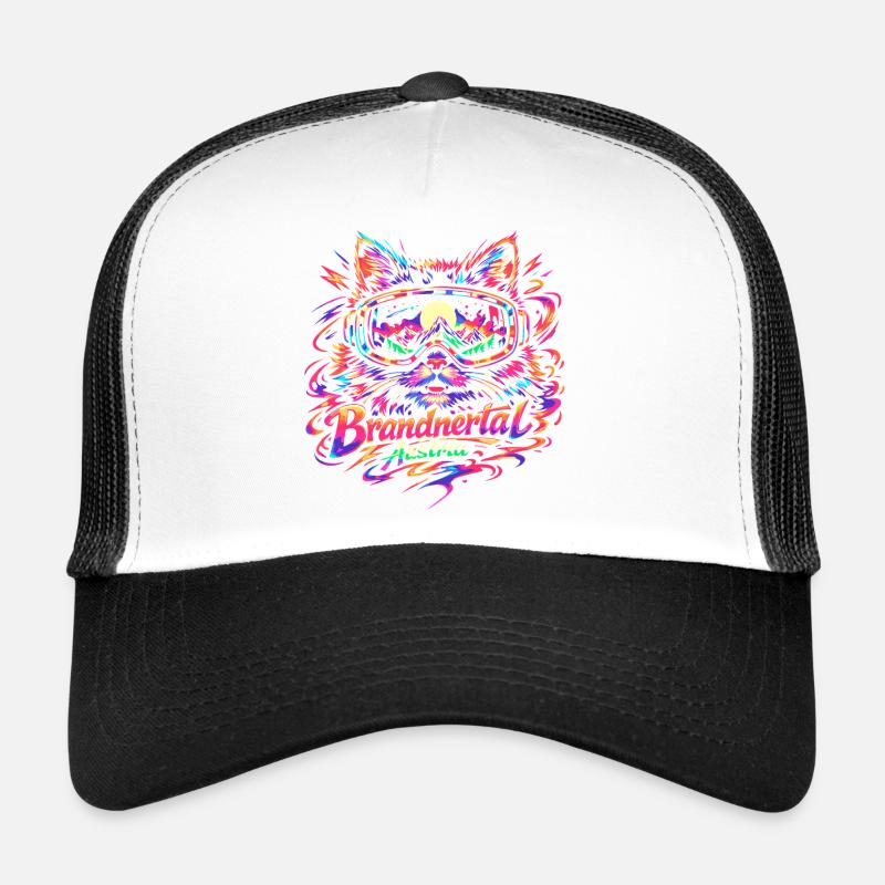 Retro Mountain Panorama Cat Ski Goggles Austria Funny Trucker Cap