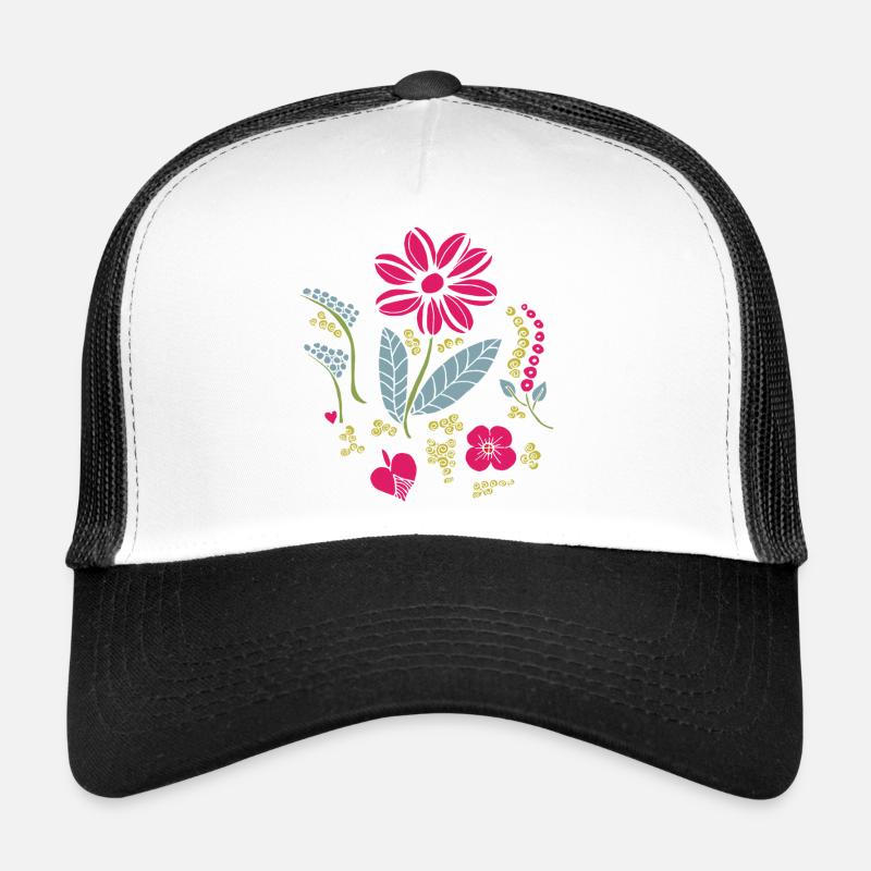 Blumenornament mit Blättern Trucker Cap