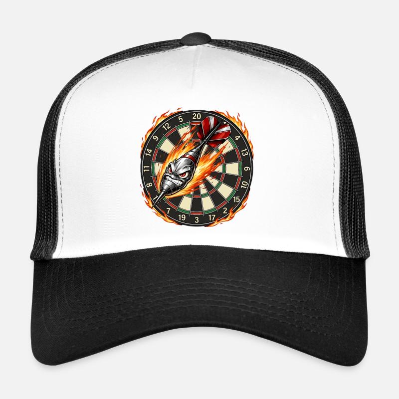 Flèche enflammée rencontre la cible de fléchettes - Casquette trucker  - blanc/noir