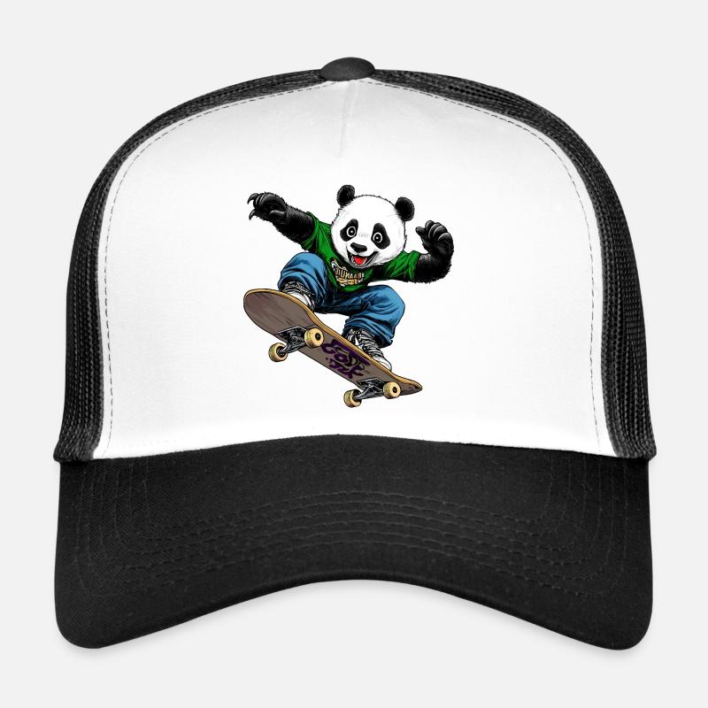 Panda Bear Skateboarder Trucker Cap