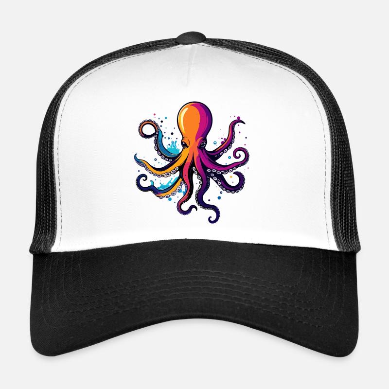 Bunter Oktopus Neon Tintentraum Trucker Cap