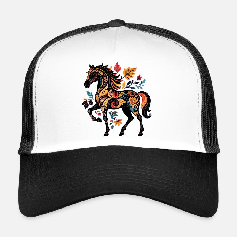 Ornamental horse with leaf patterns Trucker Cap