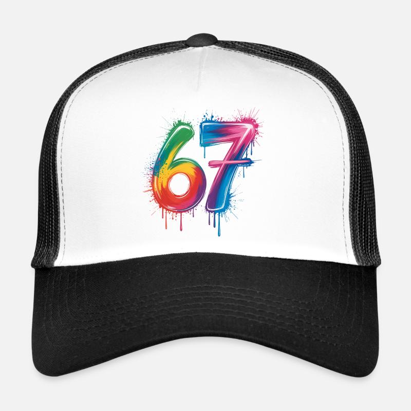 Sechs-Sieben-Farb-Spritzer - Trucker Cap - Weiß/Schwarz