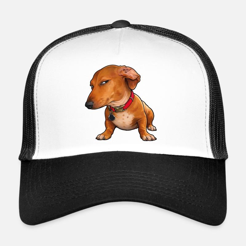 Regard de côté du teckel lundi - Casquette trucker  - blanc/noir