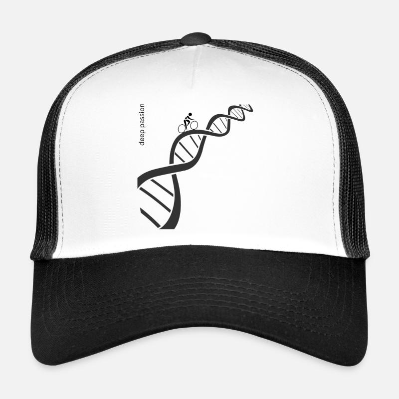 Passionate racing cyclist on DNA double helix Trucker Cap