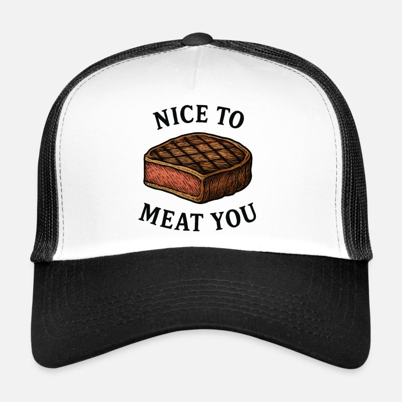 Nice to Meat You Steak Graphic Trucker Cap
