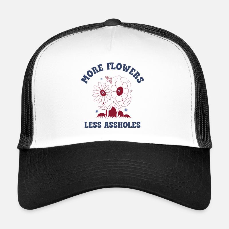 Plus de fleurs, moins de connards – Expression rétro sur les fleurs Casquette trucker 