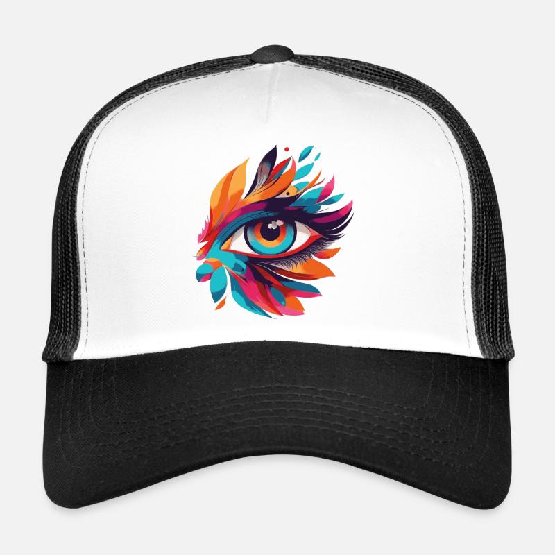 Color Eye Leaf Fire Pattern Trucker Cap