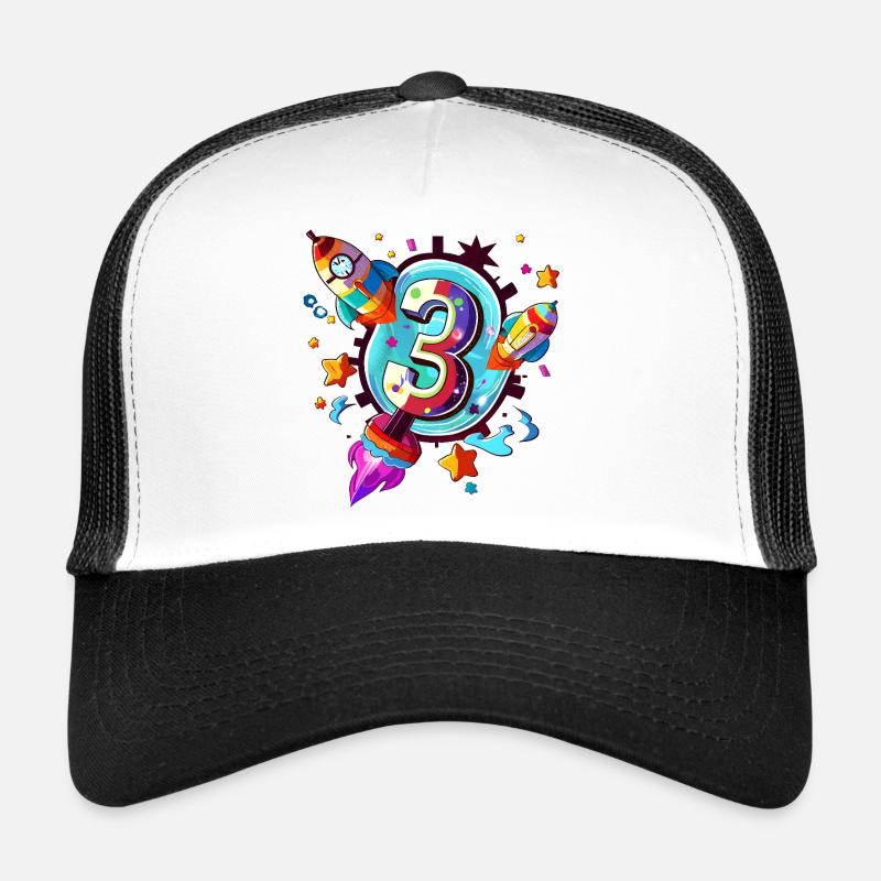 Art de fusées pour le 3e anniversaire Casquette trucker 