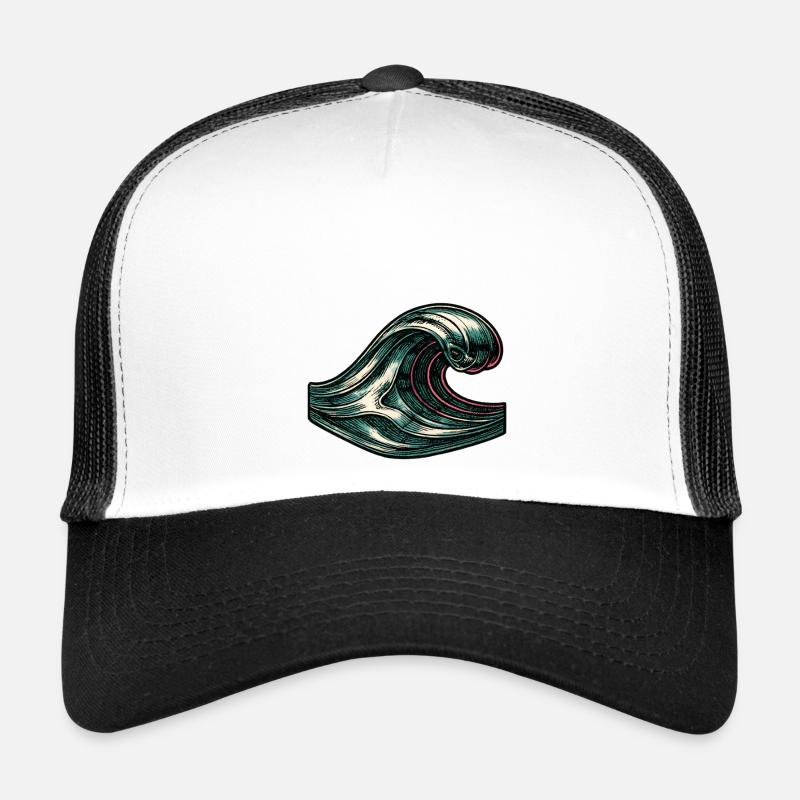 Japanese Retro Wave Ocean Trucker Cap