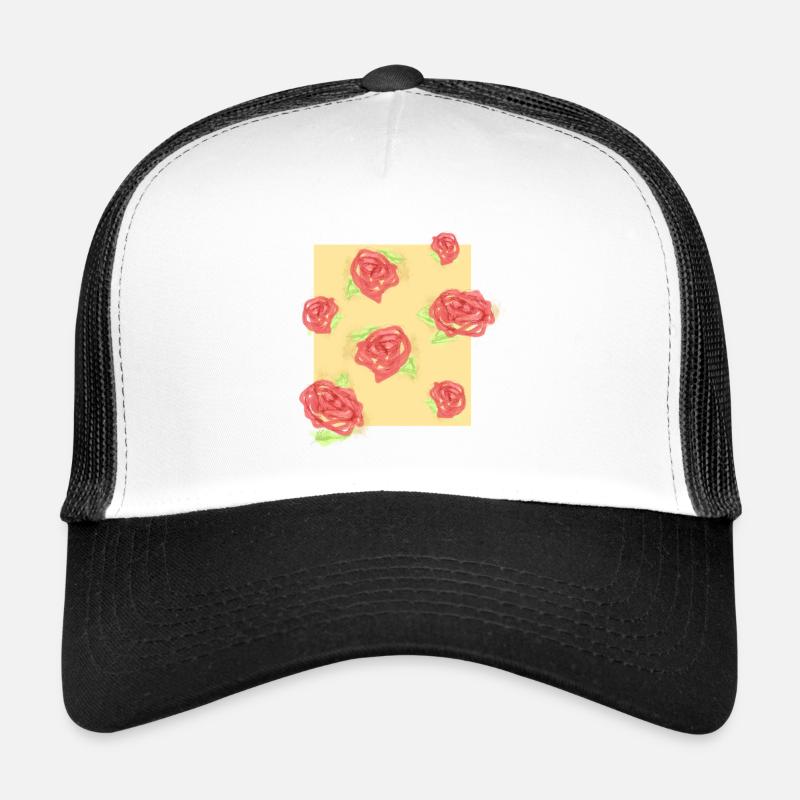 Pastellrosen auf Creme - Trucker Cap - Weiß/Schwarz