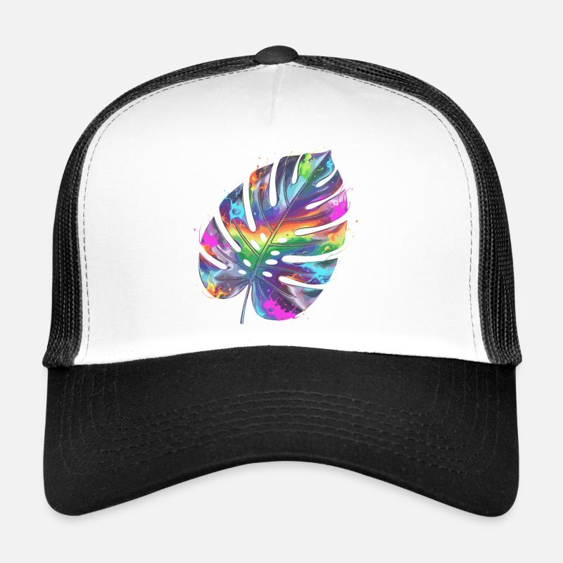 Rainbow Monstera Watercolor Trucker Cap